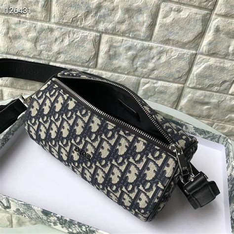 Roller Messenger Bag Beige and Black Dior Oblique Jacquard